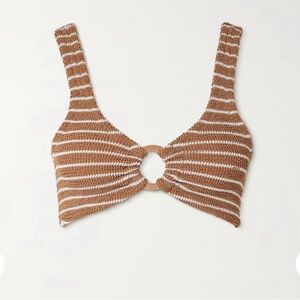 Hunza G Nadine striped metallic seersucker bikini one size in brown top